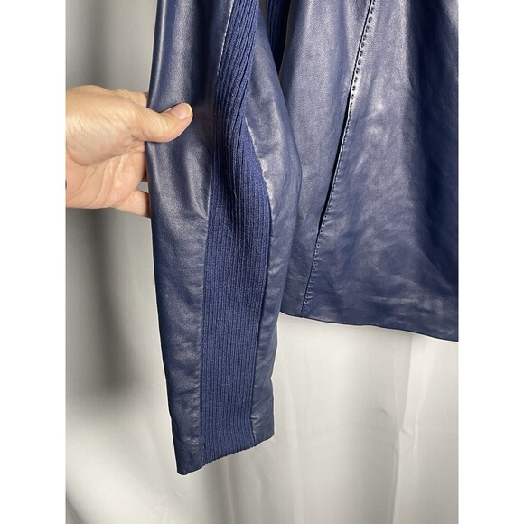 Vince Deep Blue Leather Jacket NWOT - Picture 7 of 11